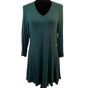 24seven Tunic Top V-Neck 3/4 Sleeve Forest Green XL